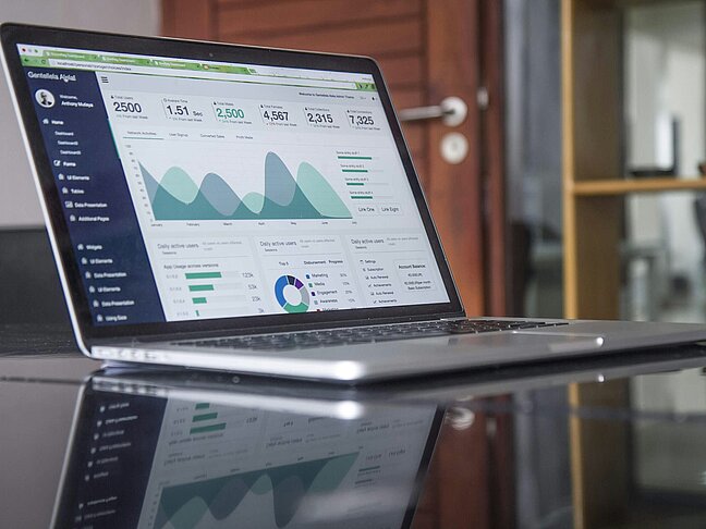 A computer showing software